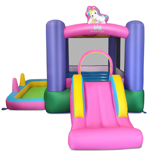 6-In-1 Bouncy Castle Inflatable Bounce House with Slide and Ball Pit with 480W Blower