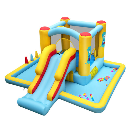 Inflatable Bounce House 7-In-1 Bouncy Castle with Slide and Tunnel without Blower